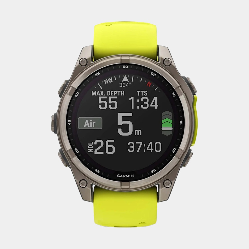 Fenix 8 Solar Sapphire Titanium w/ Yellow / Graphite Silicone Band