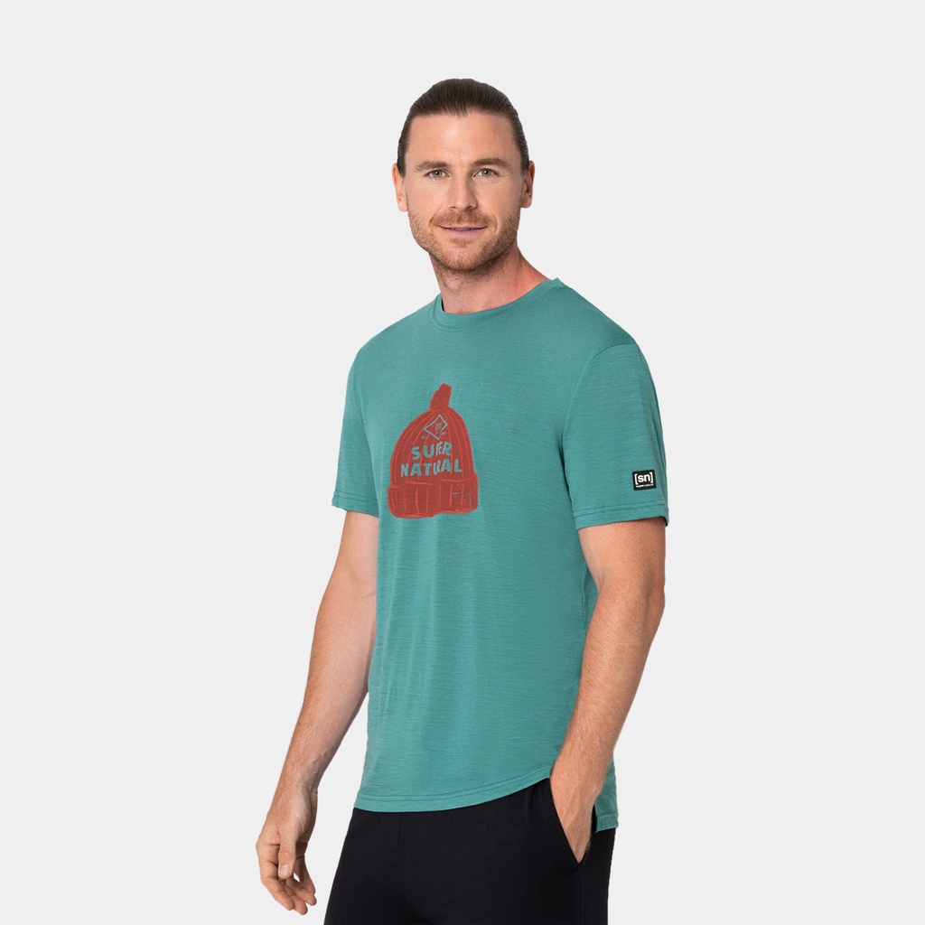 Beanie Tee (2022) Hydro Melange / Aurora Red