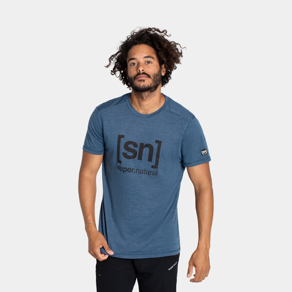 Logo Tee Blue Iris Melange / Jet Black