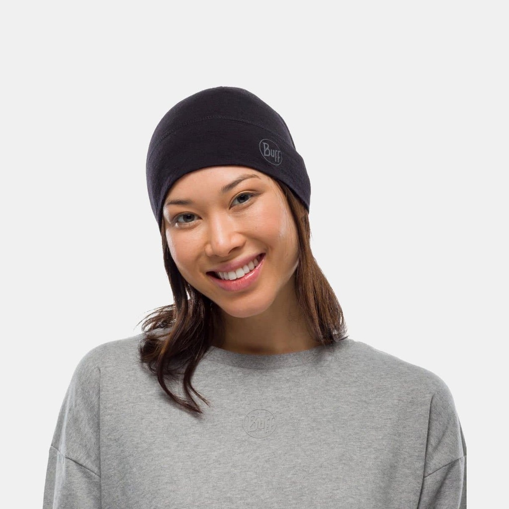 Midweight Merino Wool Hat Solid Black