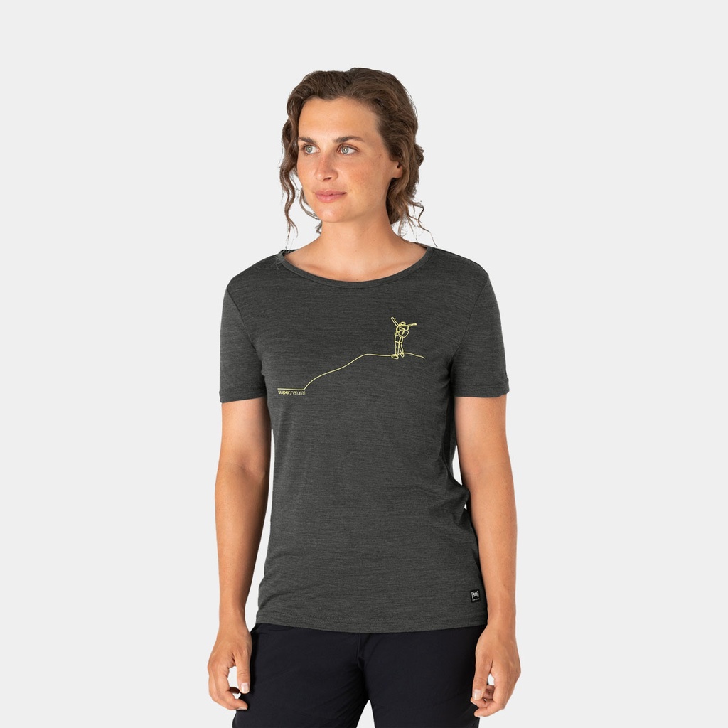 Gipfelgluck Tee Women Pirate Grey Melange / Illuminating