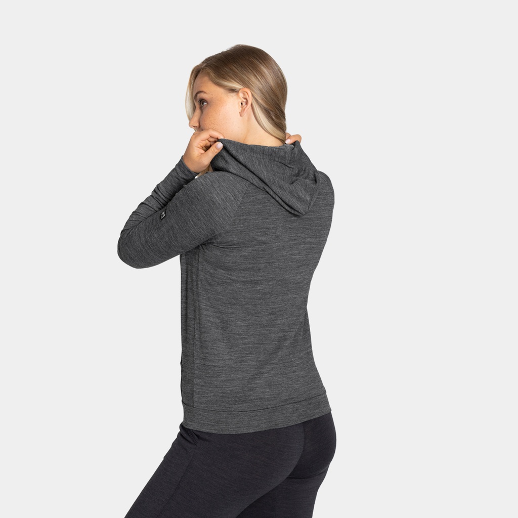 Essential Zip Hoodie Women Caviar Melange