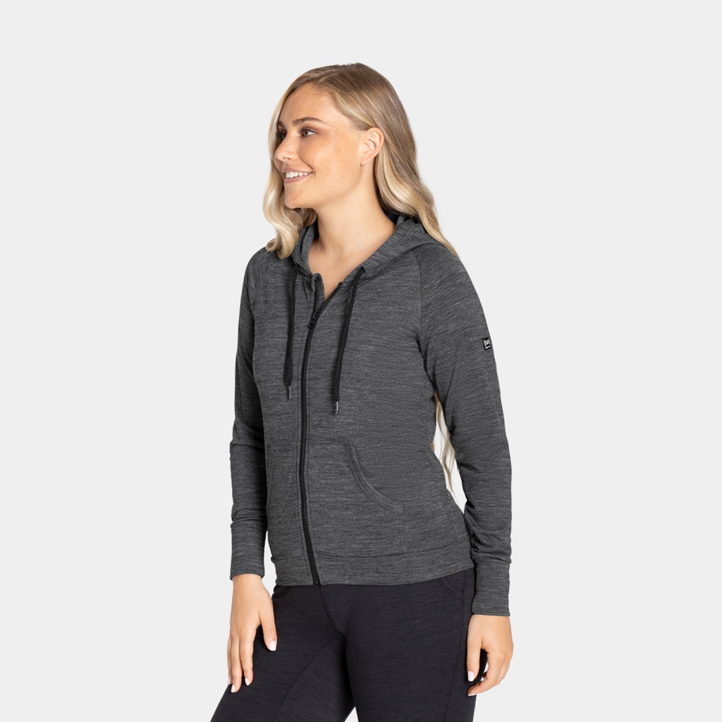 Essential Zip Hoodie Women Caviar Melange