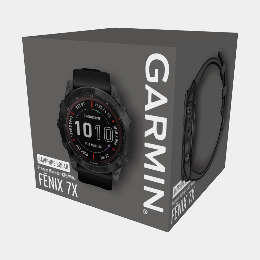 Fenix 7X Sapphire Solar (2022) Carbon Gray DLC w/ Black Band (copie)