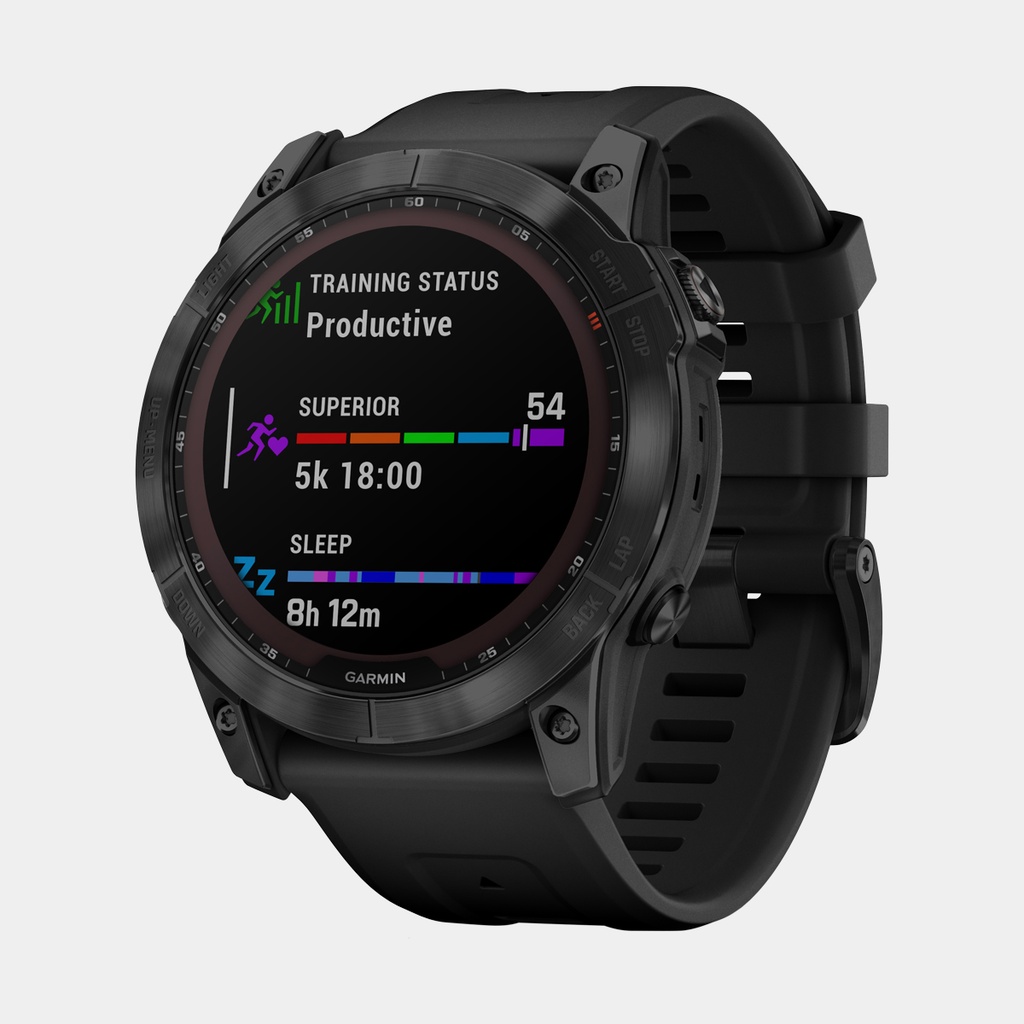 Fenix 7X Sapphire Solar (2022) Carbon Gray DLC w/ Black Band (copie)