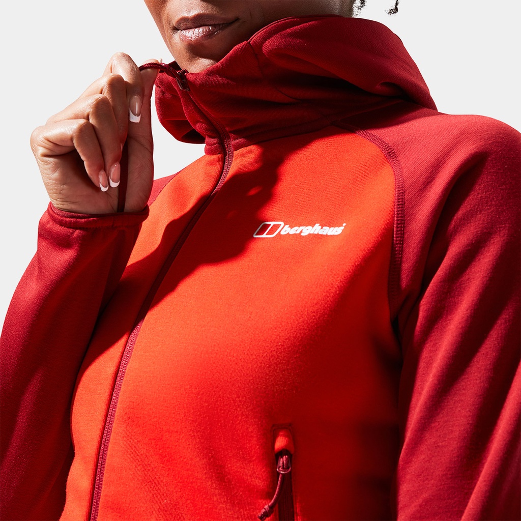 Heuberg Hoody Polartec Fleece Jacket Women (2023) Poinciana / Red Dahlia