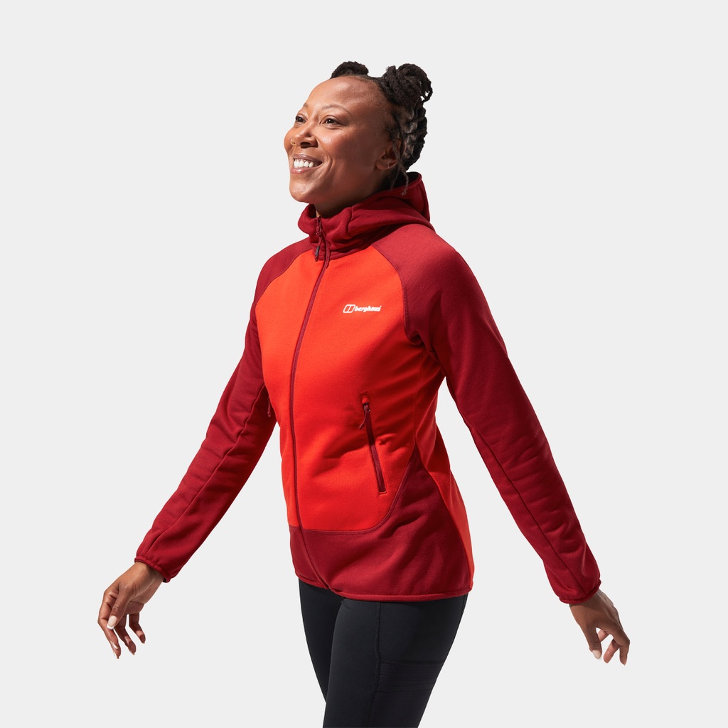 Heuberg Hoody Polartec Fleece Jacket Women (2023) Poinciana / Red Dahlia