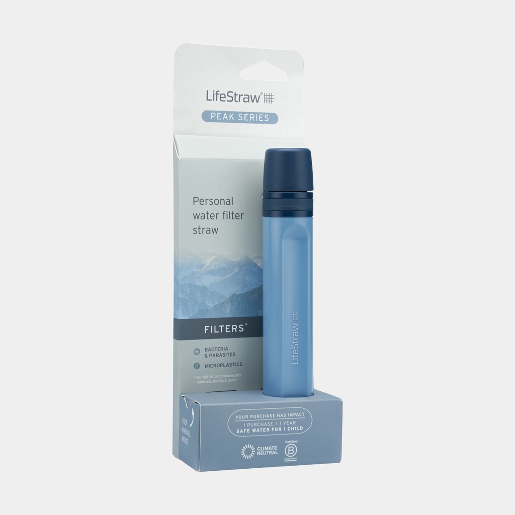 Peak Series Personal Water Filter Straw Mountain Blue