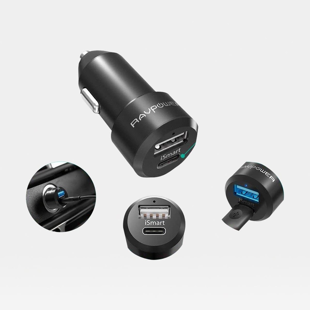 Car Charger Dual USB+USB C 36W Car Adapter