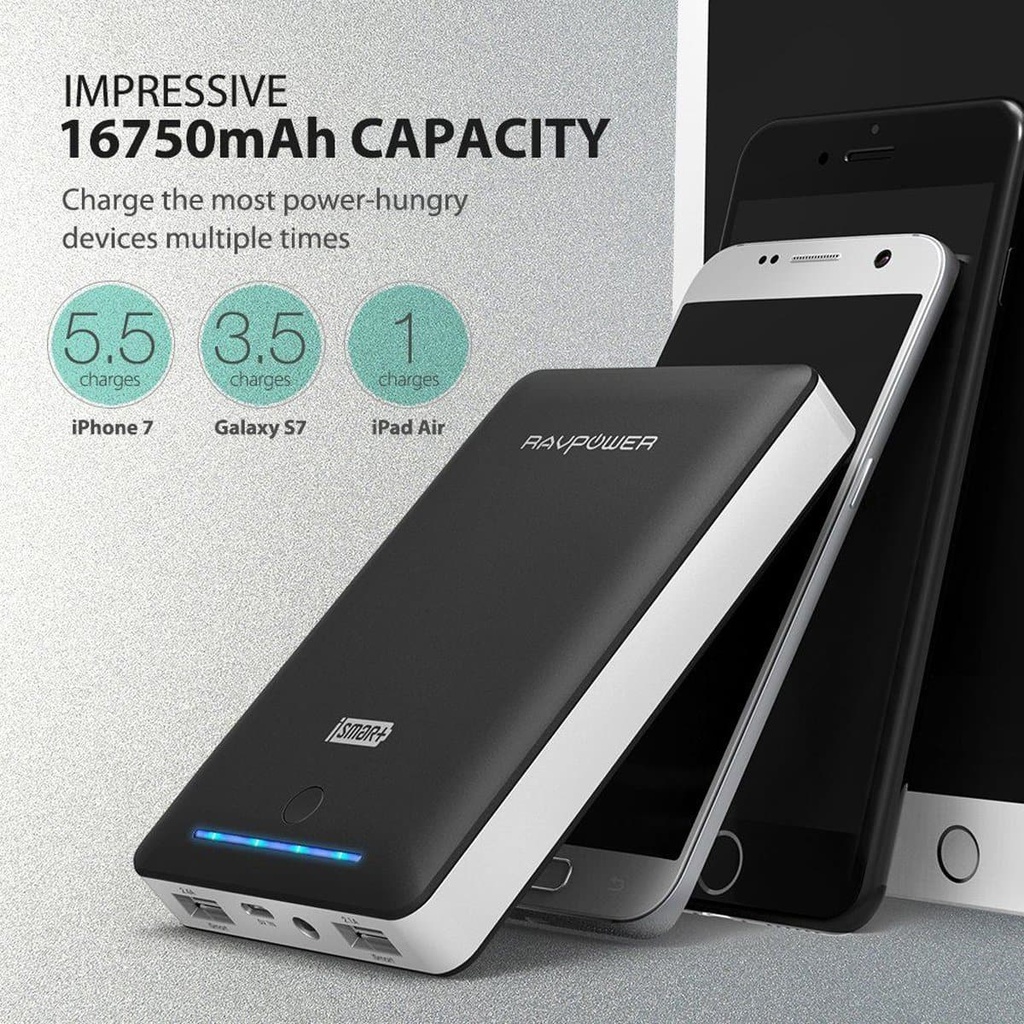 Power Bank 2USB Port 4.5A Black 16750mAh