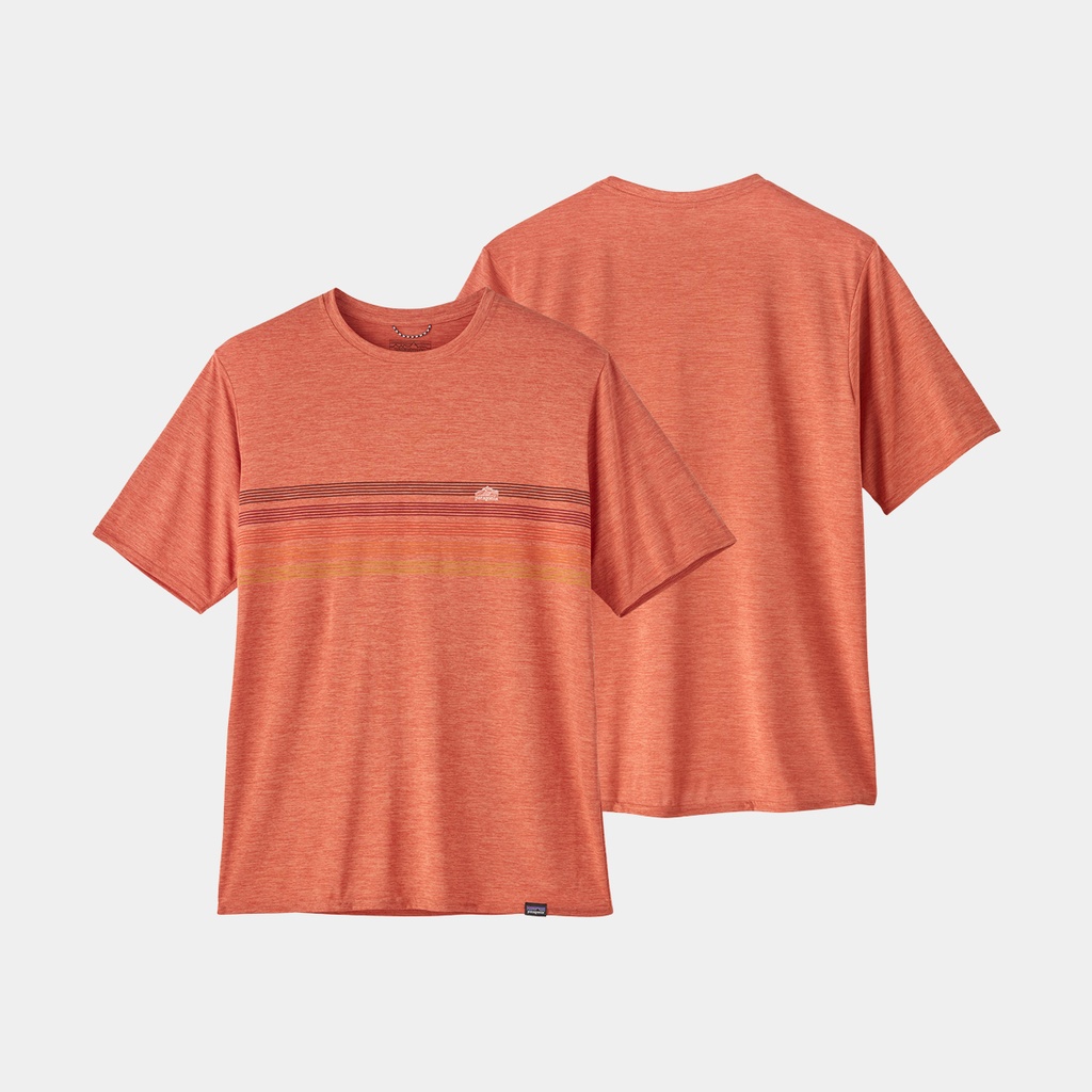 Capilene Cool Daily Graphic Shirt Line Logo Ridge Stripe : Quartz Coral X-Dye