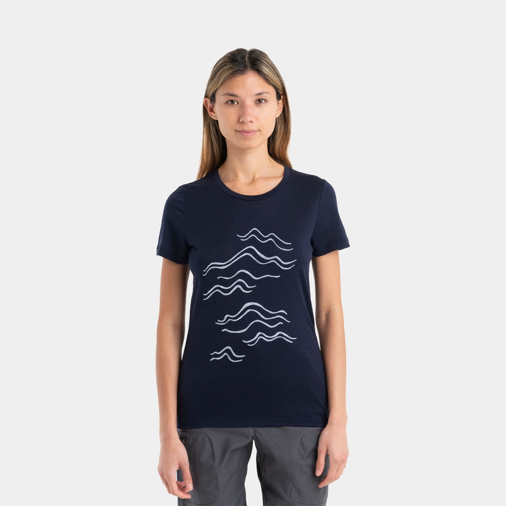 Tech Lite II Short Sleeves Merino 150 Tee Mountain Strokes Women Midnight Navy