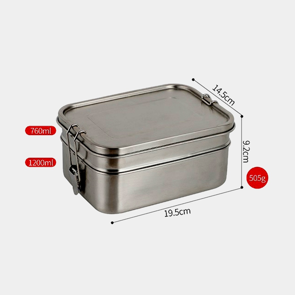 Lunch Box Deluxe Double Stainless Steel 1,9L