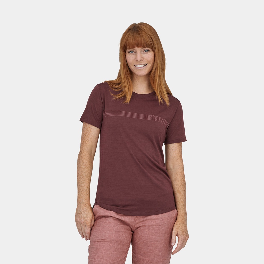 Capilene Cool Merino Graphic Shirt Women Fitz Roy Fader: Dark Ruby