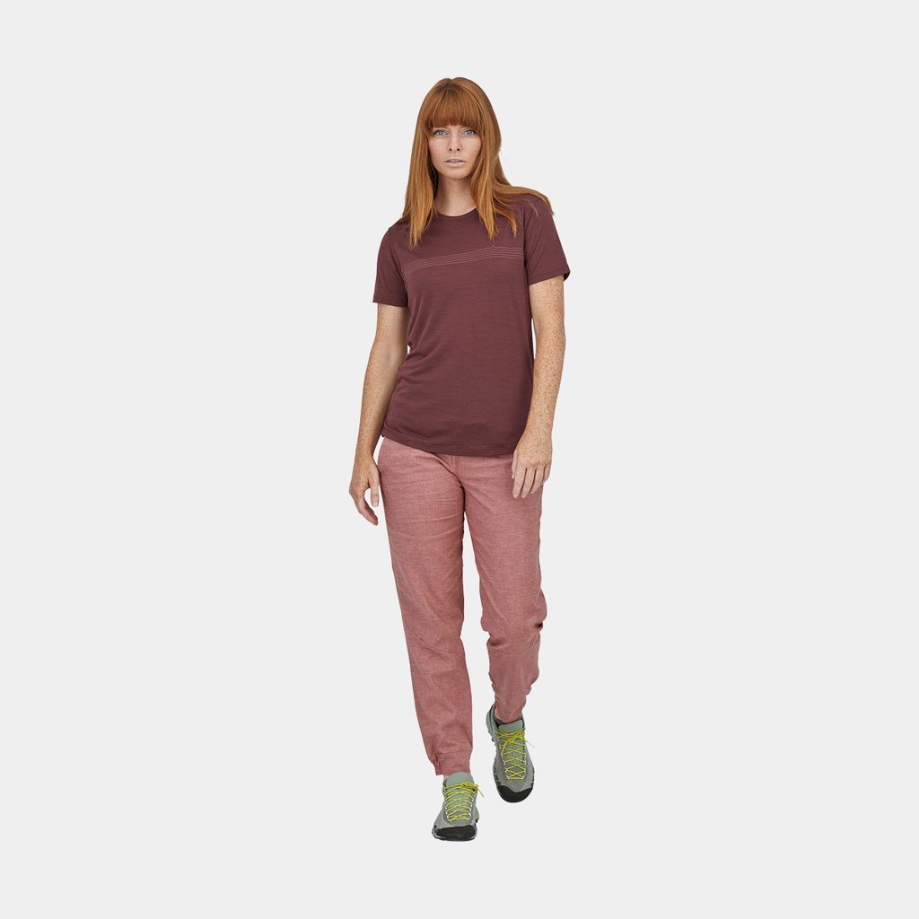 Capilene Cool Merino Graphic Shirt Women Fitz Roy Fader: Dark Ruby