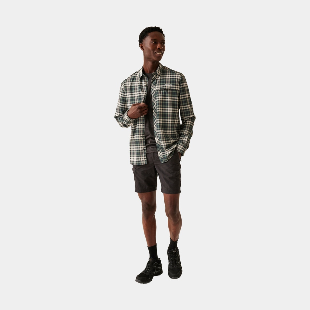 Trav Pack Away Long Sleeve Shirt Agave Green Chk