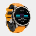 Fenix 8 Amoled Sapphire Titanium w/ Orange / Graphite Silicone Band