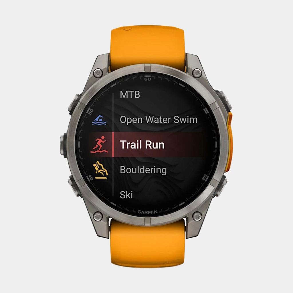 Fenix 8 Amoled Sapphire Titanium w/ Orange / Graphite Silicone Band