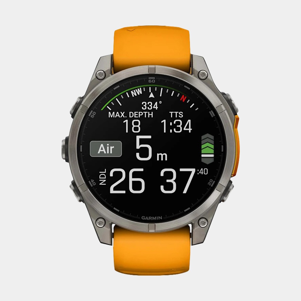 Fenix 8 Amoled Sapphire Titanium w/ Orange / Graphite Silicone Band