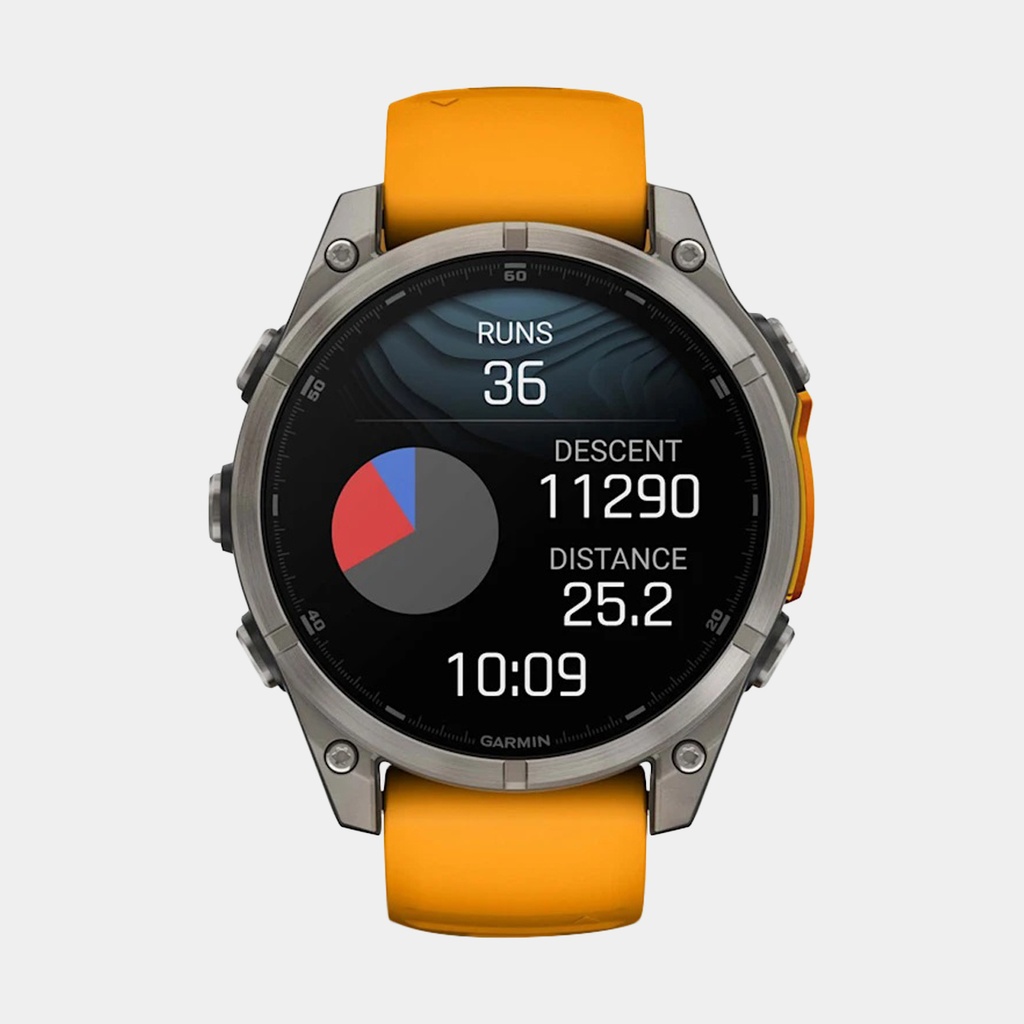 Fenix 8 Amoled Sapphire Titanium w/ Orange / Graphite Silicone Band