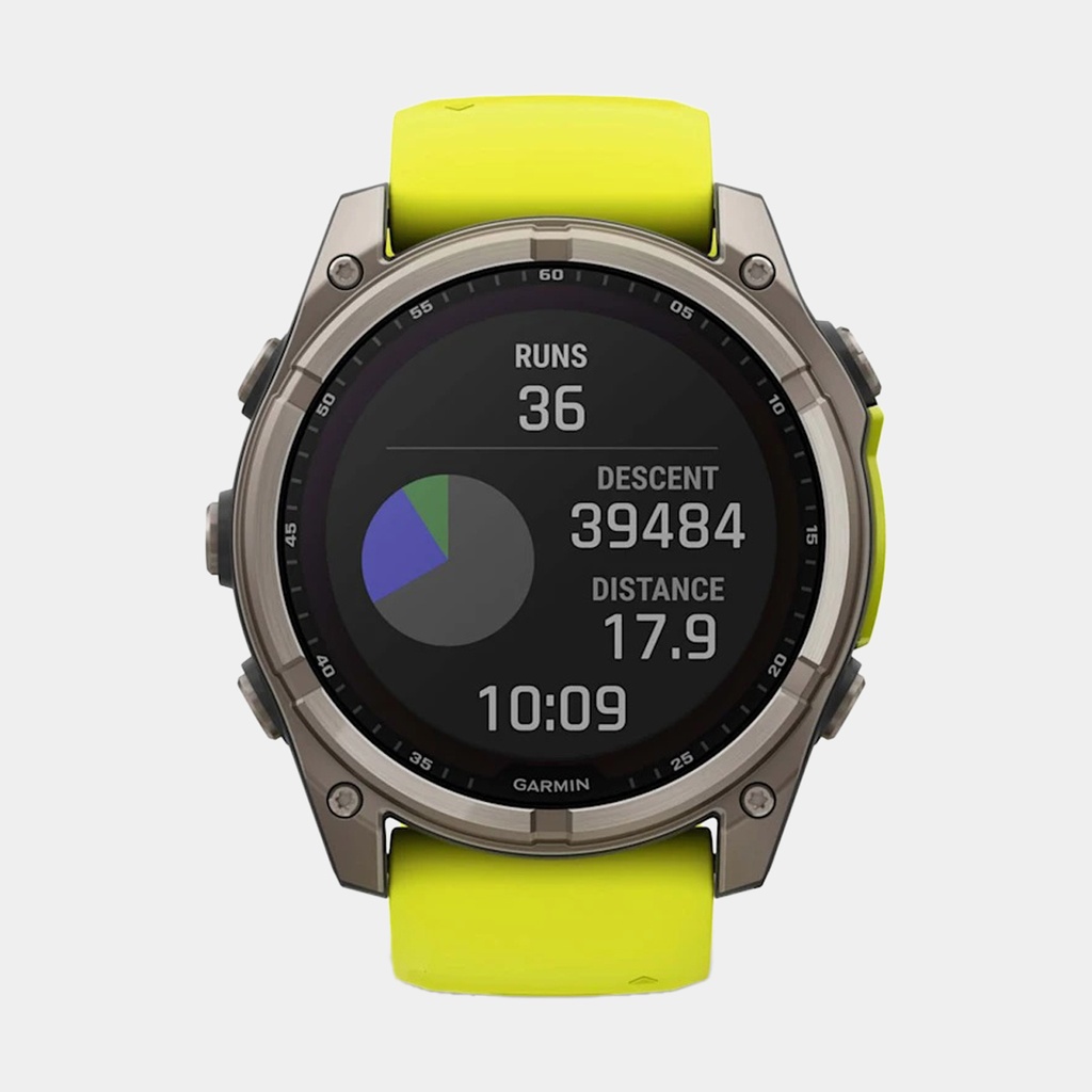 Fenix 8 Solar Sapphire Titanium w/ Yellow / Graphite Silicone Band