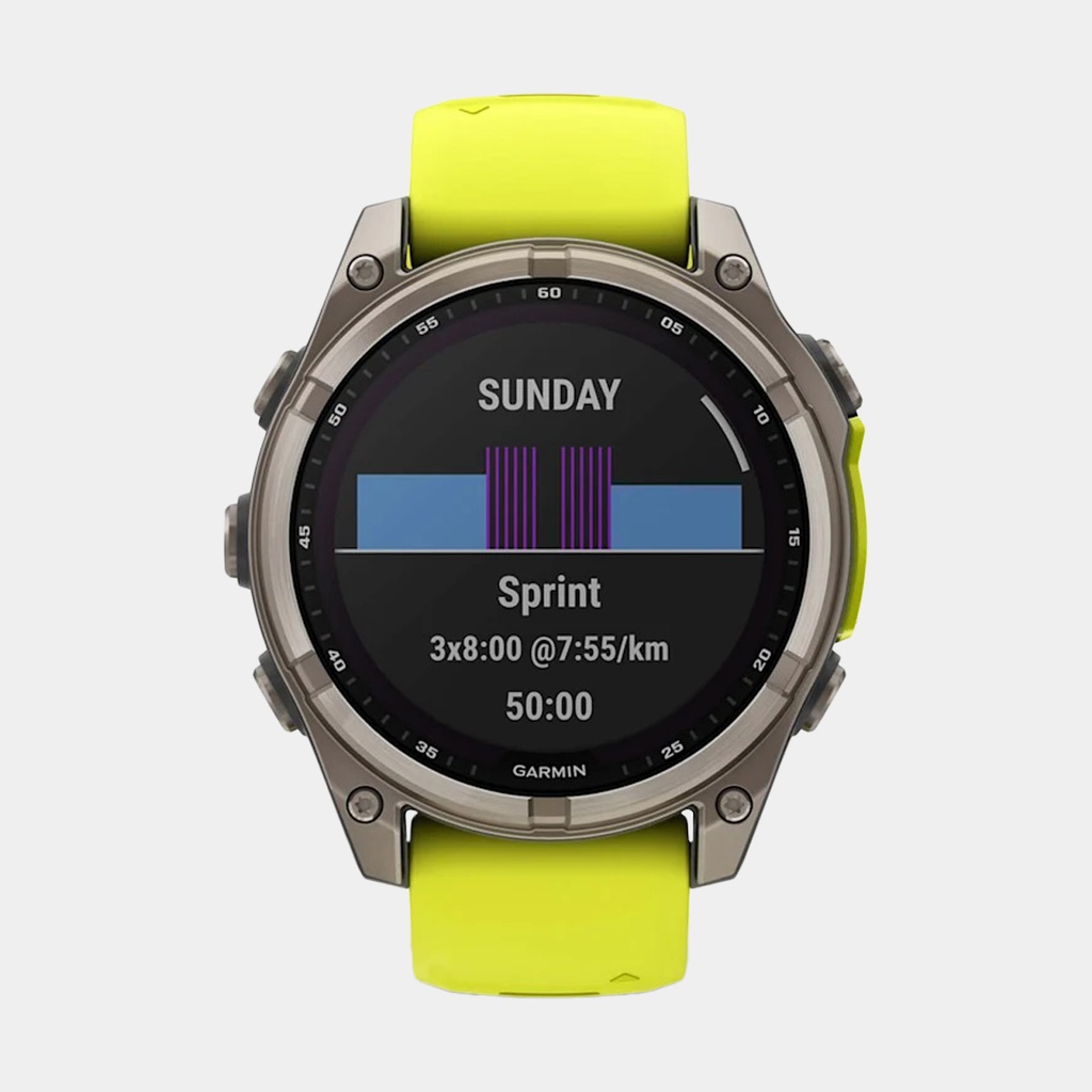 Fenix 8 Solar Sapphire Titanium w/ Yellow / Graphite Silicone Band