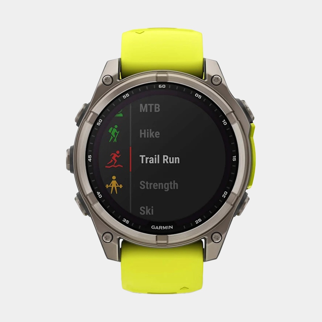 Fenix 8 Solar Sapphire Titanium w/ Yellow / Graphite Silicone Band