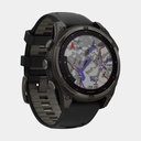 Fenix 8 Solar Sapphire Titanium DLC Carbon Grey w/ Black  w/ Black / Pebble Gray Silicone Band