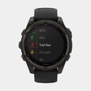 Fenix 8 Solar Sapphire Titanium DLC Carbon Grey w/ Black  w/ Black / Pebble Gray Silicone Band