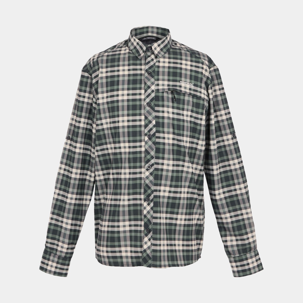 Trav Pack Away Long Sleeve Shirt Agave Green Chk
