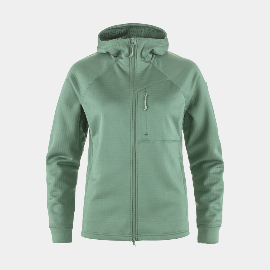 Abisko Grid Fleece Hoodie Women Patina Green