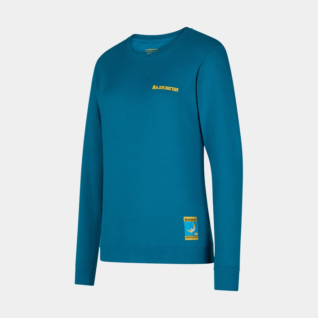 Climbing On The Moon Sweatshirt Women Turchese / Giallo