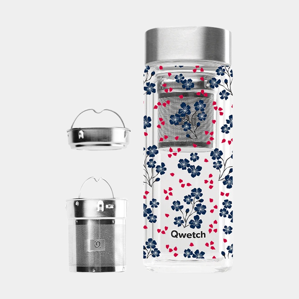 Théière Isotherme 320ml Verre Hanami Rouge / Bleu