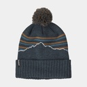 Powder Town Beanie Fitz Roy Stripe Knit: Smolder Blue