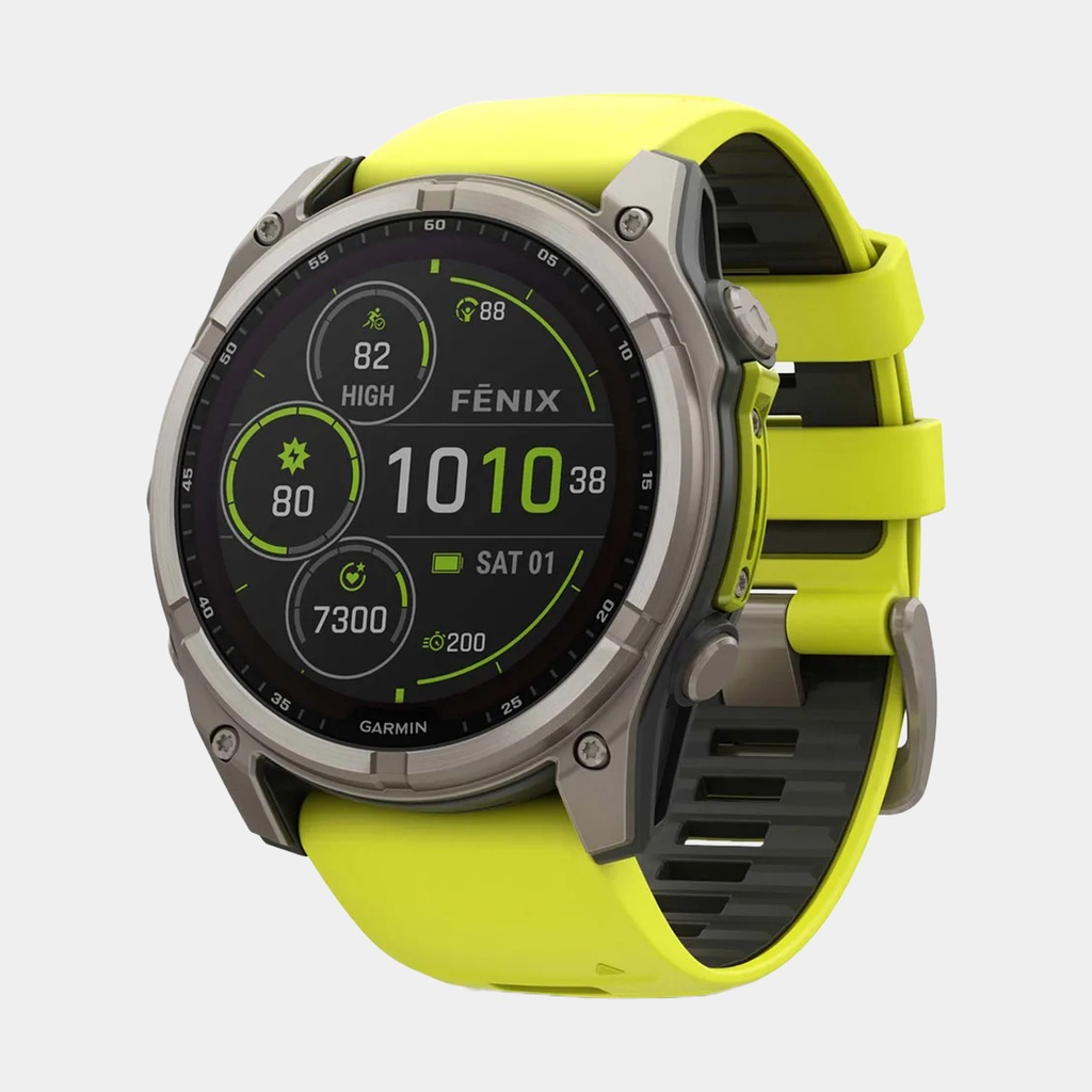 Fenix 8 - Solar Sapphire Titanium w/ Yellow / Graphite Silicone Band