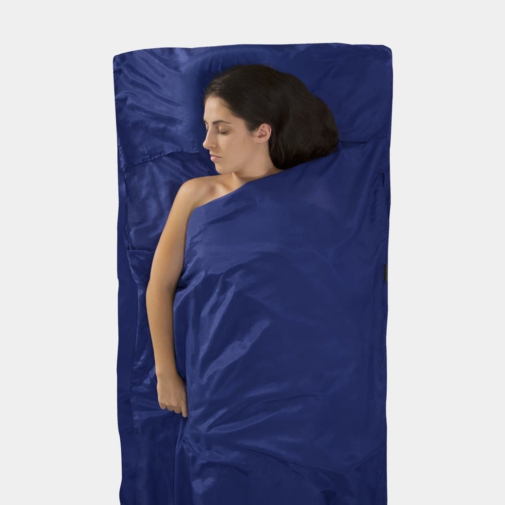 Silk Cotton Liner Traveller Sheet Bag Straight with Cusion Cover Blue