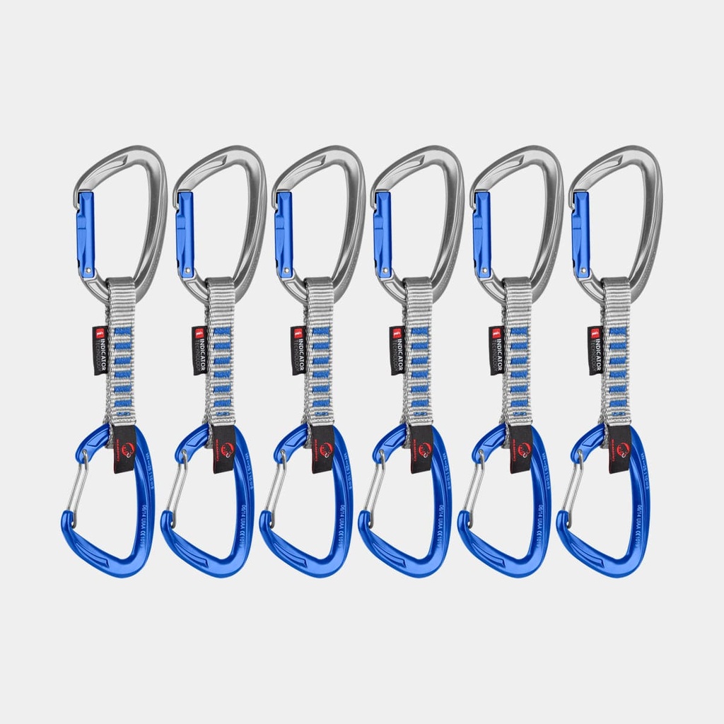 6 Pack Crag Keylock Wire Indicator Quickdraws Silver-Ultramarine 10cm