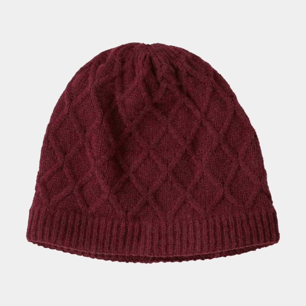 Honeycomb Knit Beanie Women Wax Red