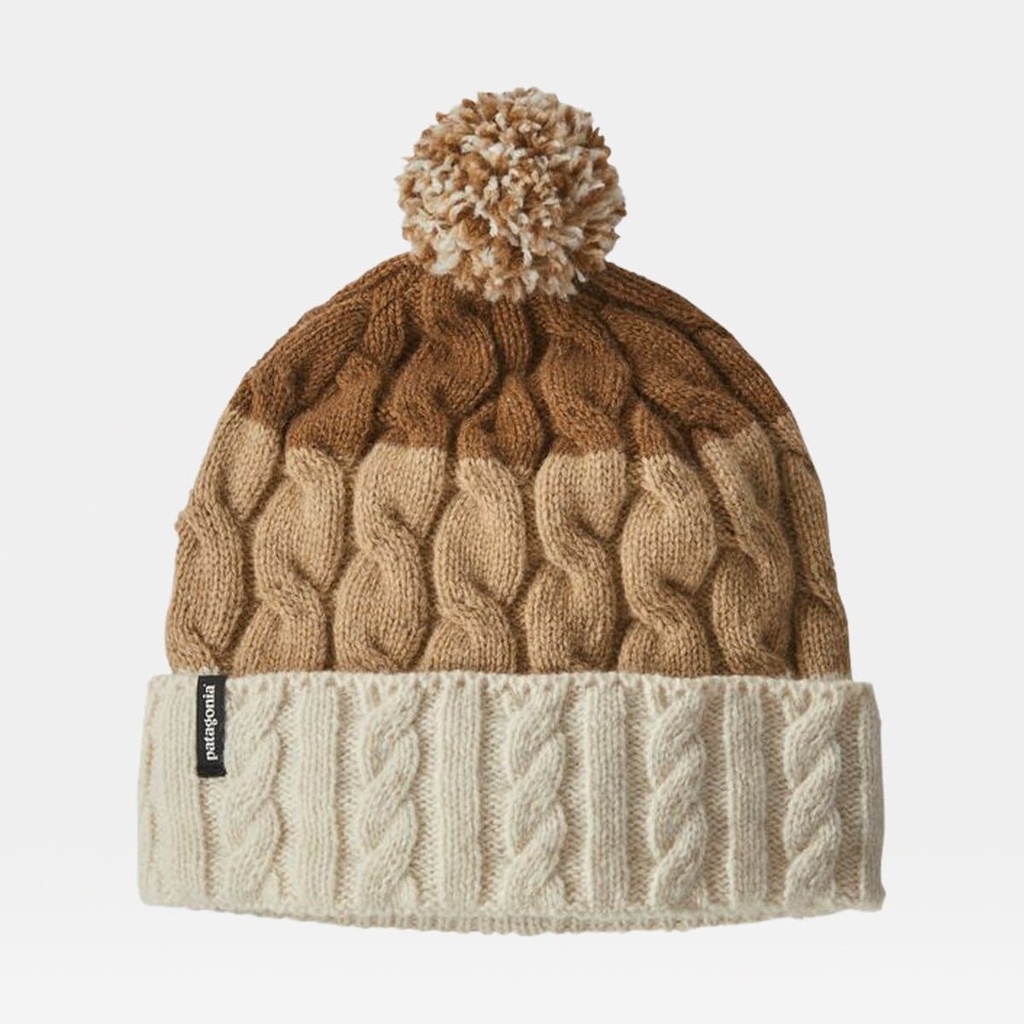 Pom Beanie Women Glacier Stripe: Birch White / Bearfoot Tan