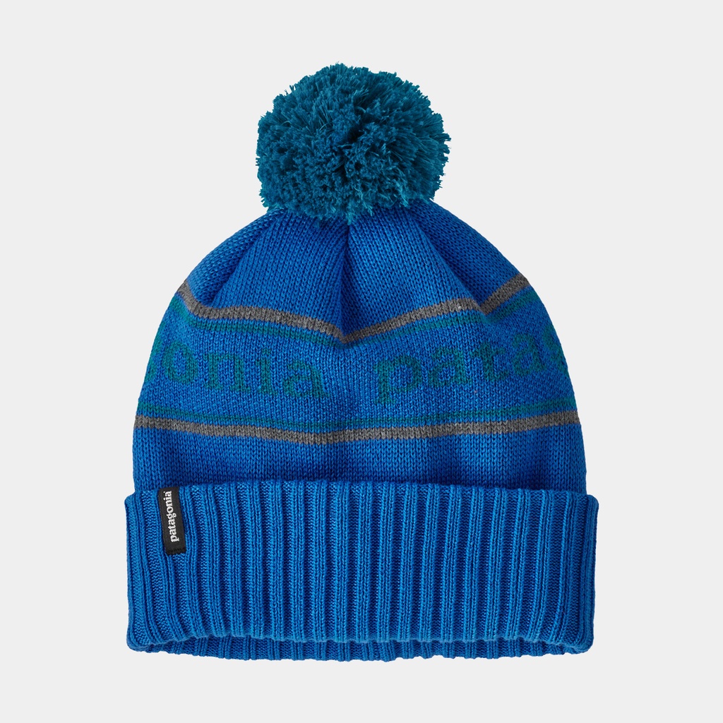 Powder Town Beanie Kids Park Stripe Knit: Andes Blue