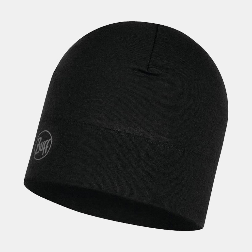 Midweight Merino Wool Hat Solid Black