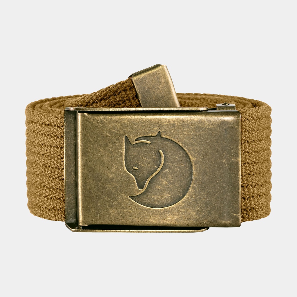 Canvas Brass Belt 4 cm Buckwheat Brown