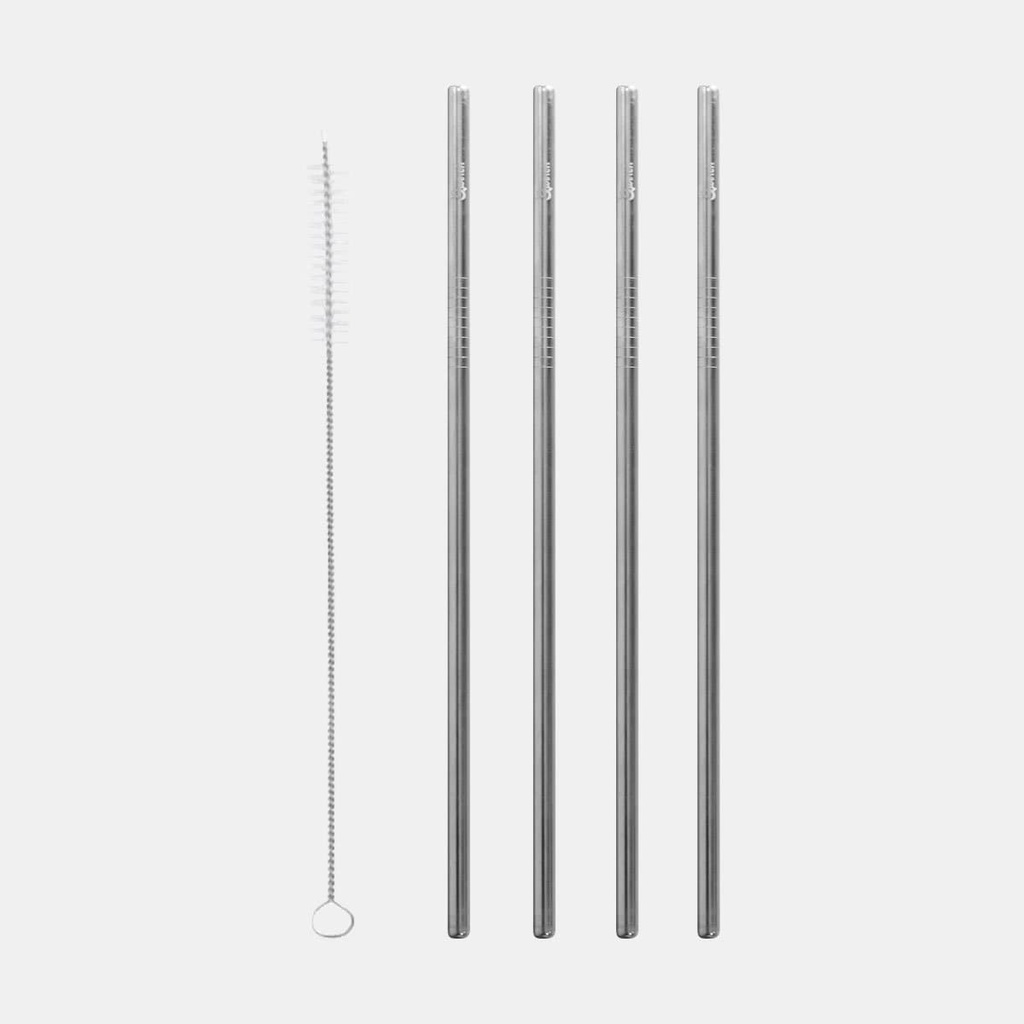 Pailles Droites Inox (4pcs) + goupillon