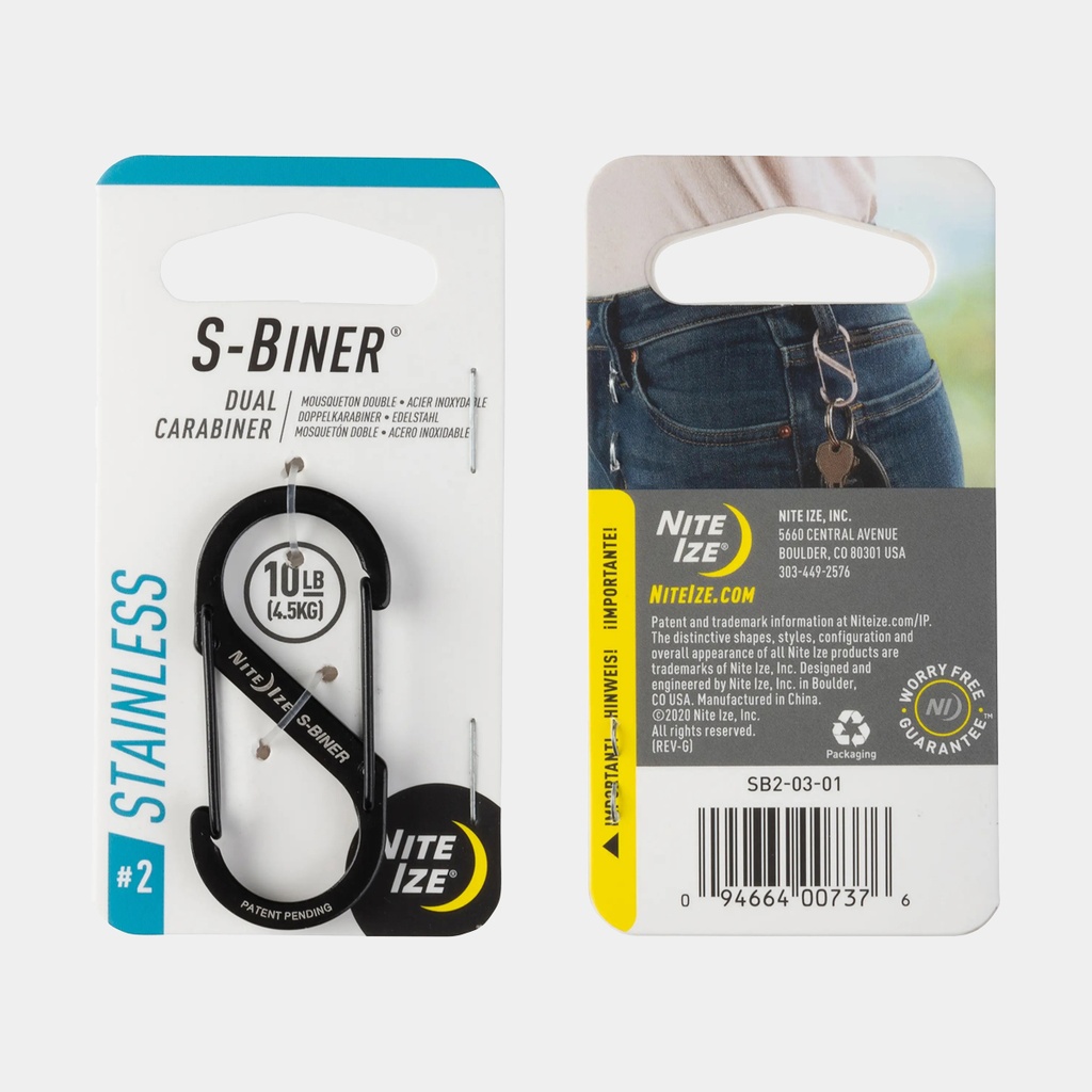 S-Biner Max 4.5kg Métal Noir