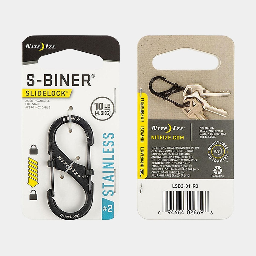 S-Biner Slidelock Max 4.5kg Métal Noir