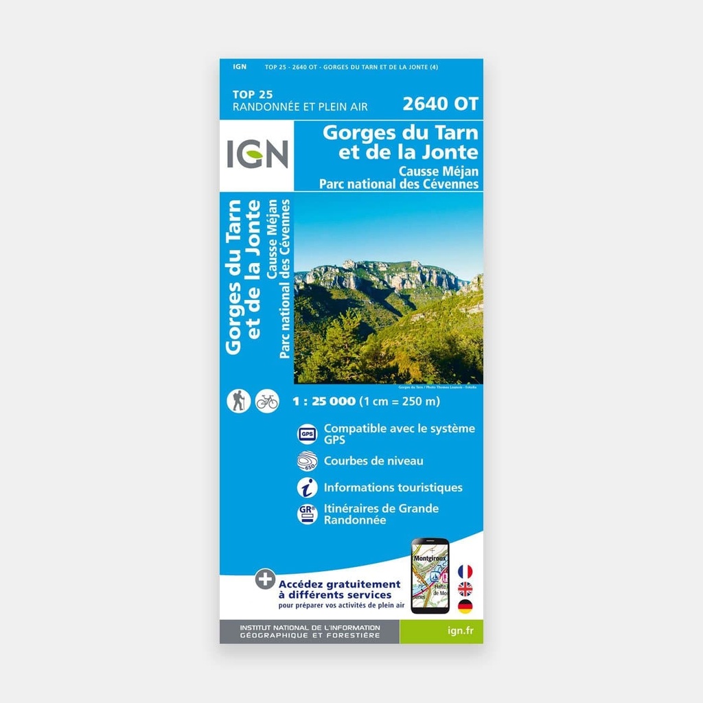 Gorges du Tarn et de la Jonte / Causse Méjan PNR GPS 1/25 2640OT