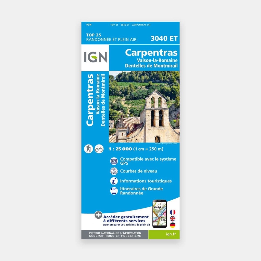 Carpentras / Vaison-la-Romaine / Dentelles de Montmirail GPS 1/25 3040ET