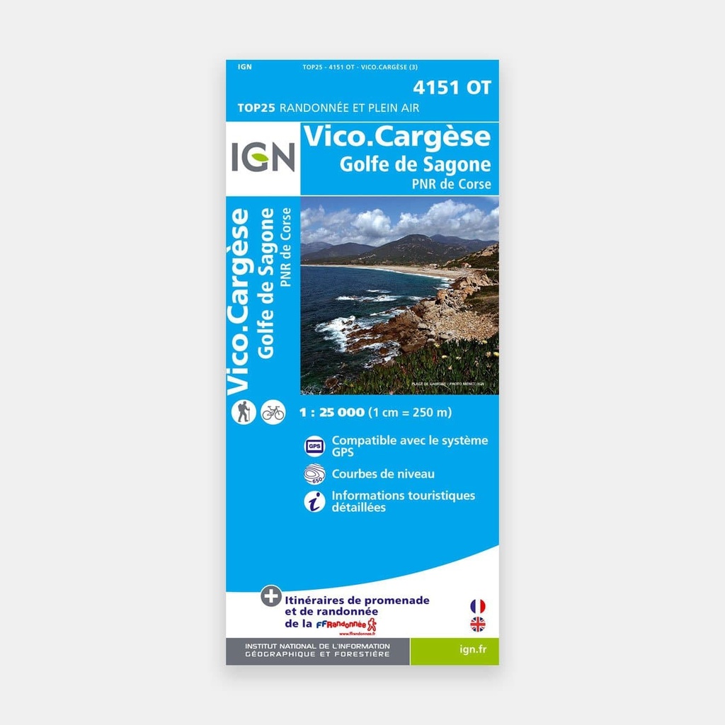 Vico / Cargèse / Golfe de Sagone / PNR de Corse GPS 1/25 4151OT