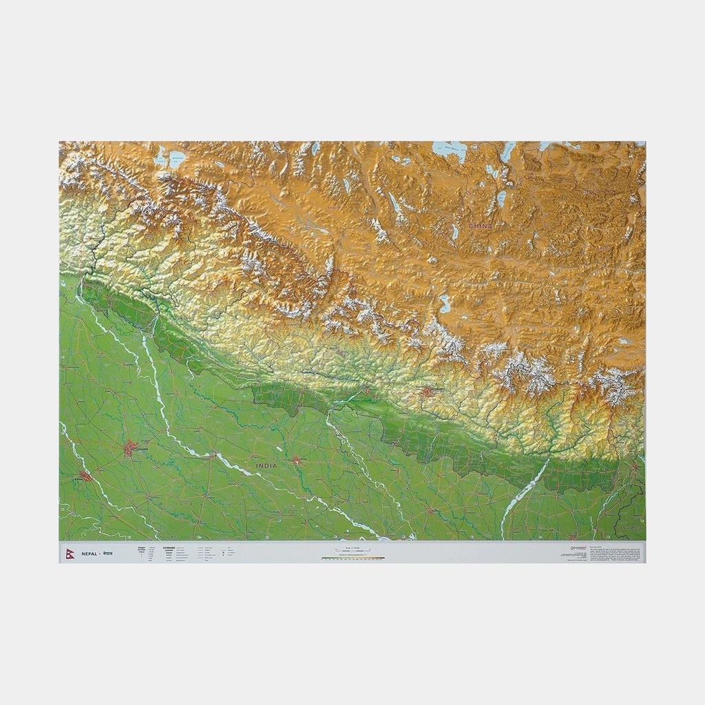 Népal - Carte en relief 1/1.15M