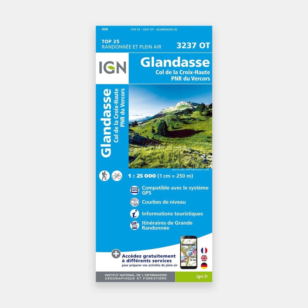 Glandasse / Col de la Croix-Haute / PNR Vercors 1/25 3237OT